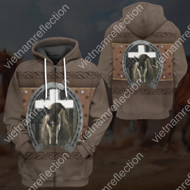 Jesus and black horse cross 3d hoodie t-shirt apparel
