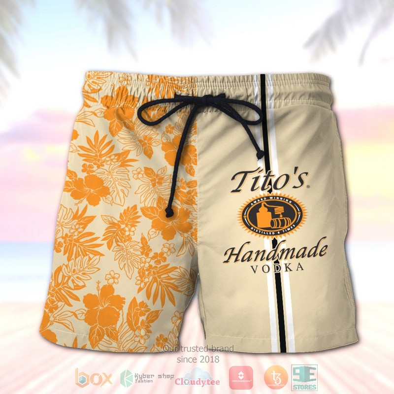 NEW Tito’s Handmade Vodka tropical plant beach shorts