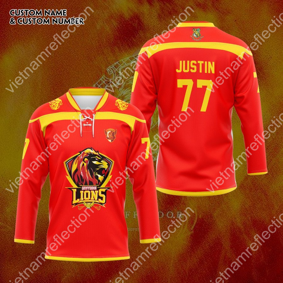 Personalized Harry Potter Gryffindor Lions hockey jersey