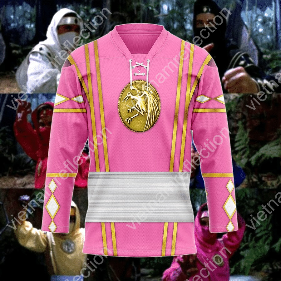 Mighty Morphin Power Rangers Pink Crane Ninja Ranger Ninjetti hockey jersey