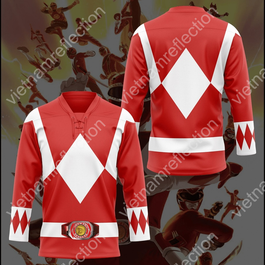 Mighty Morphin Power Rangers Red Ranger hockey jersey