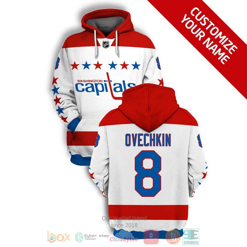 NEW Washington Capitals NHL white red 3D shirt, hoodie