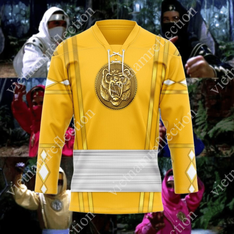 Mighty Morphin Power Rangers Yellow Bear Ninja Ranger Ninjetti hockey jersey