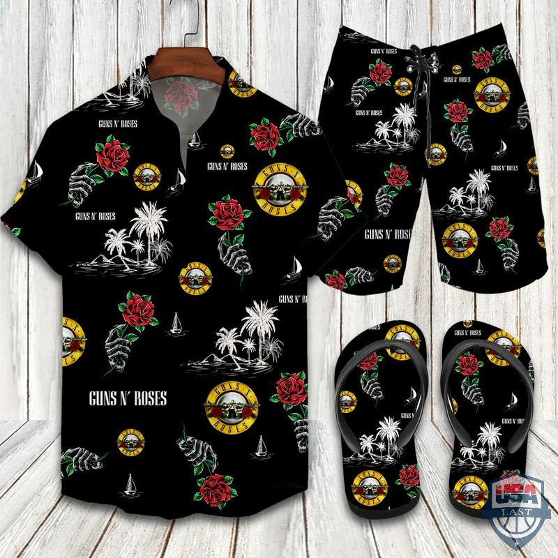 Guns N’ Roses Flip Flops And Hawaiian Shirt