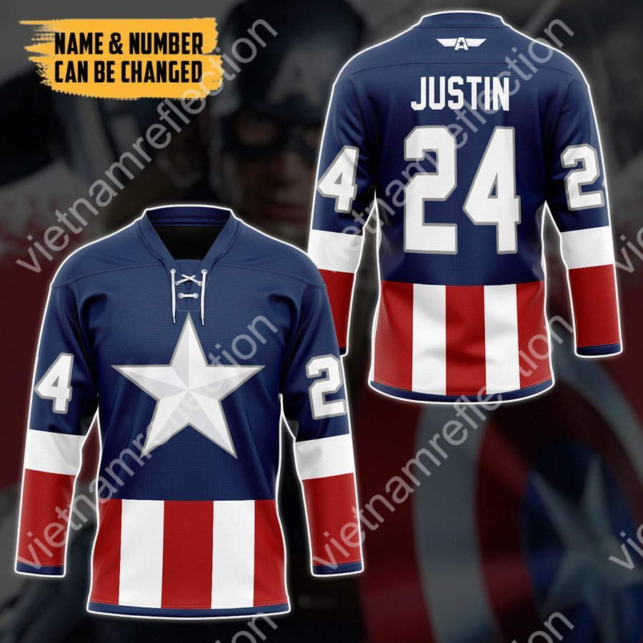 Personalized Captain America hockey jersey