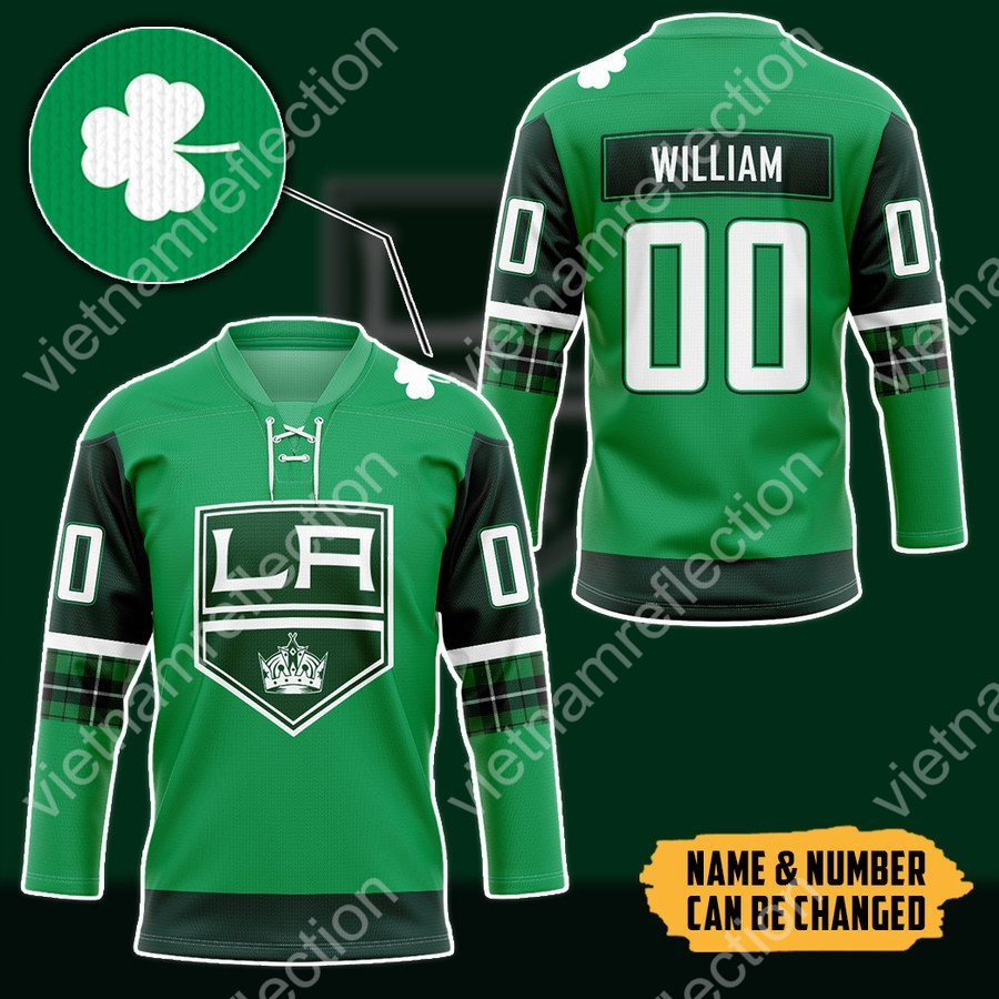 Personalized St. Patrick's Day NHL Los Angeles Kings hockey jersey