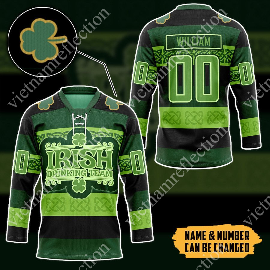 Personalized St. Patrick’s Day Irish Drinking Team hockey jersey