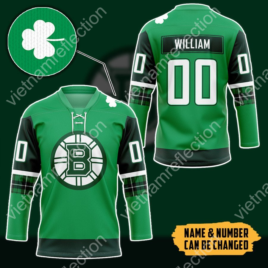 Personalized St. Patrick's Day Boston Bruins hockey jersey