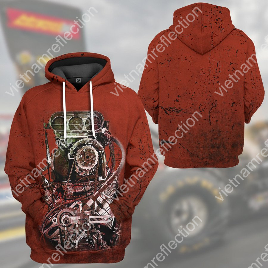 Drag racing engine 3d hoodie t-shirt apparel