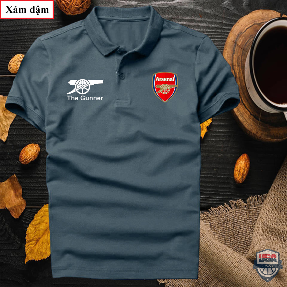 Arsenal The Gunner Dark Grey Polo Shirt