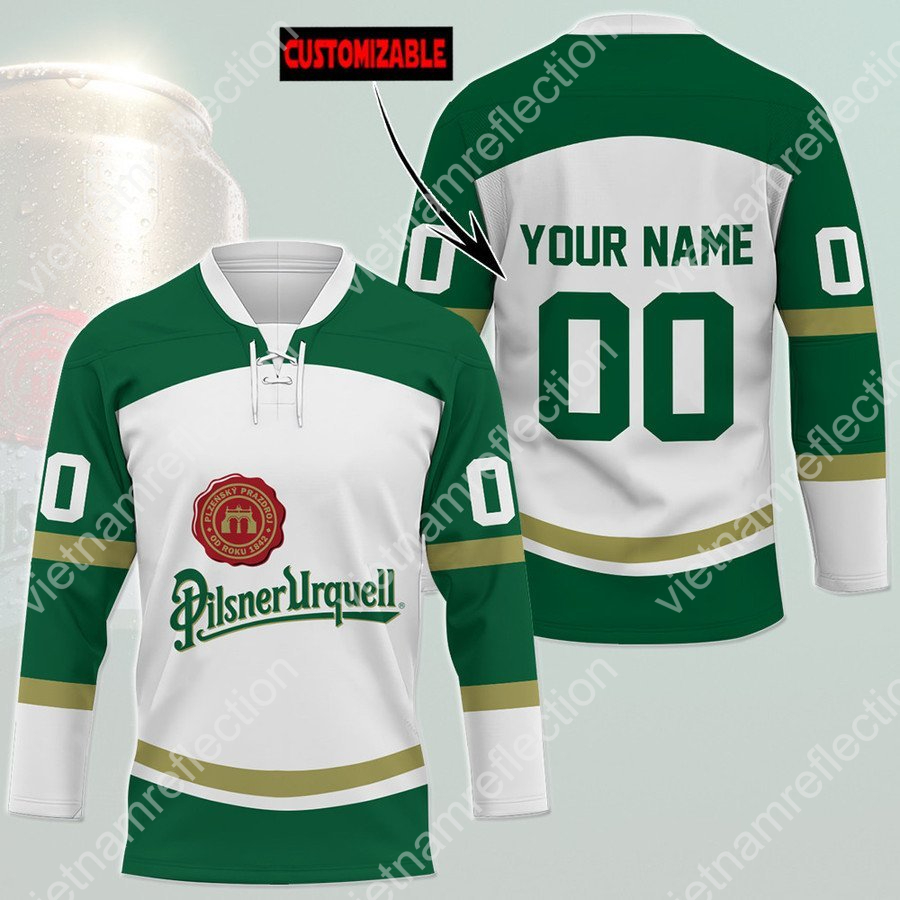 Personalized Pilsner Urquell beer hockey jersey