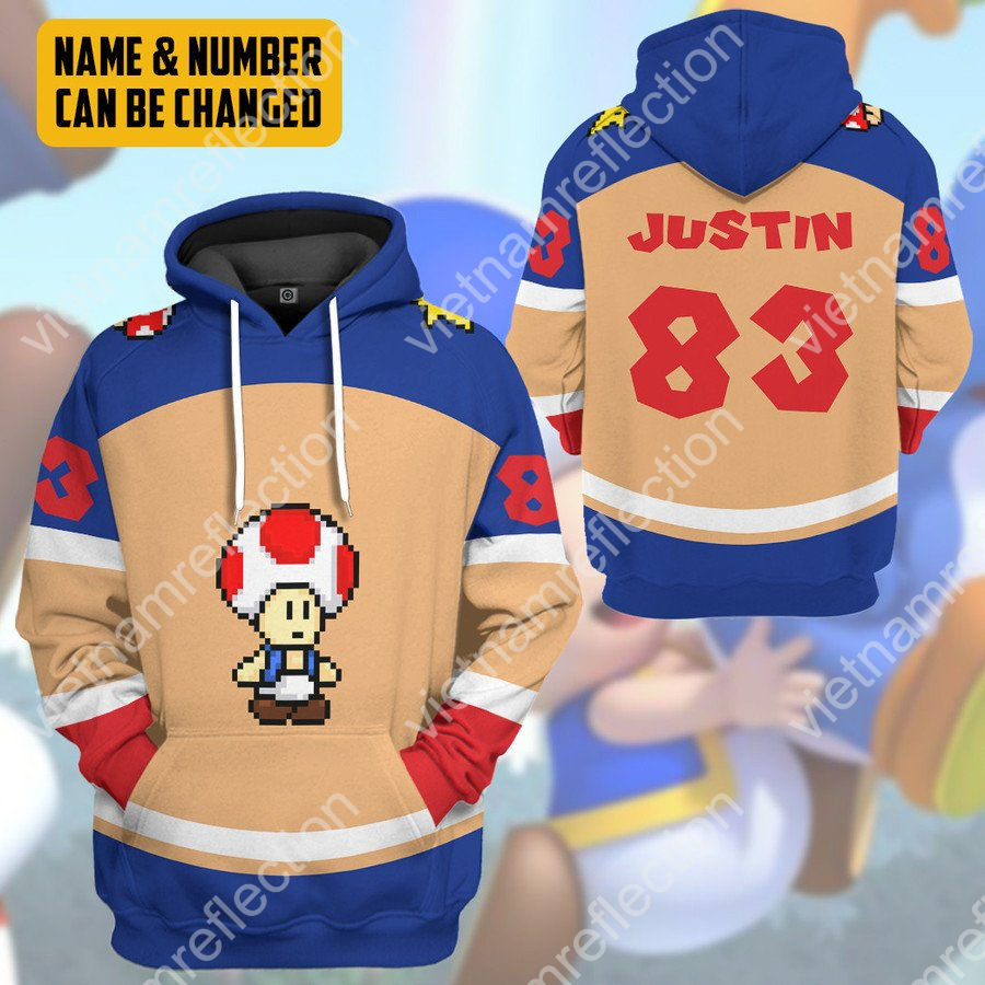 Personalized Super Mario Toad sports 3d hoodie t-shirt apparel