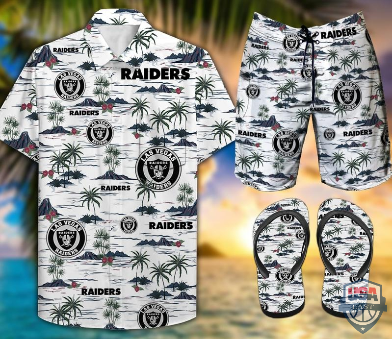 Las Vegas Raiders Hawaiian Shirt Beach Short And Flip Flops