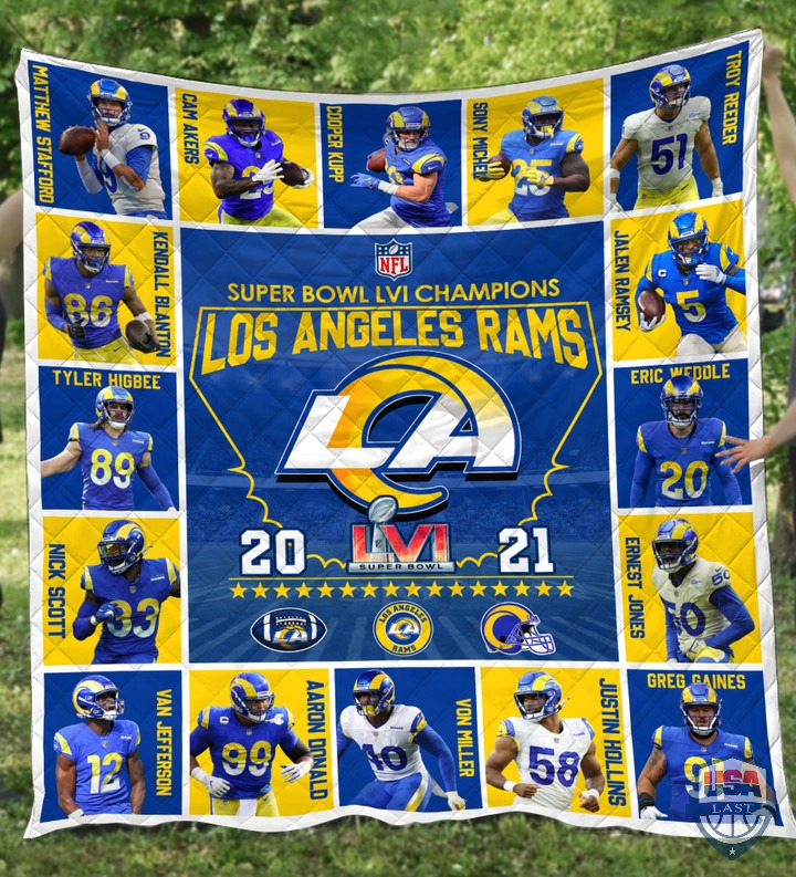 Los Angeles Rams Team Players 2021 Super Bowl LVI Champions Quilt Blanket