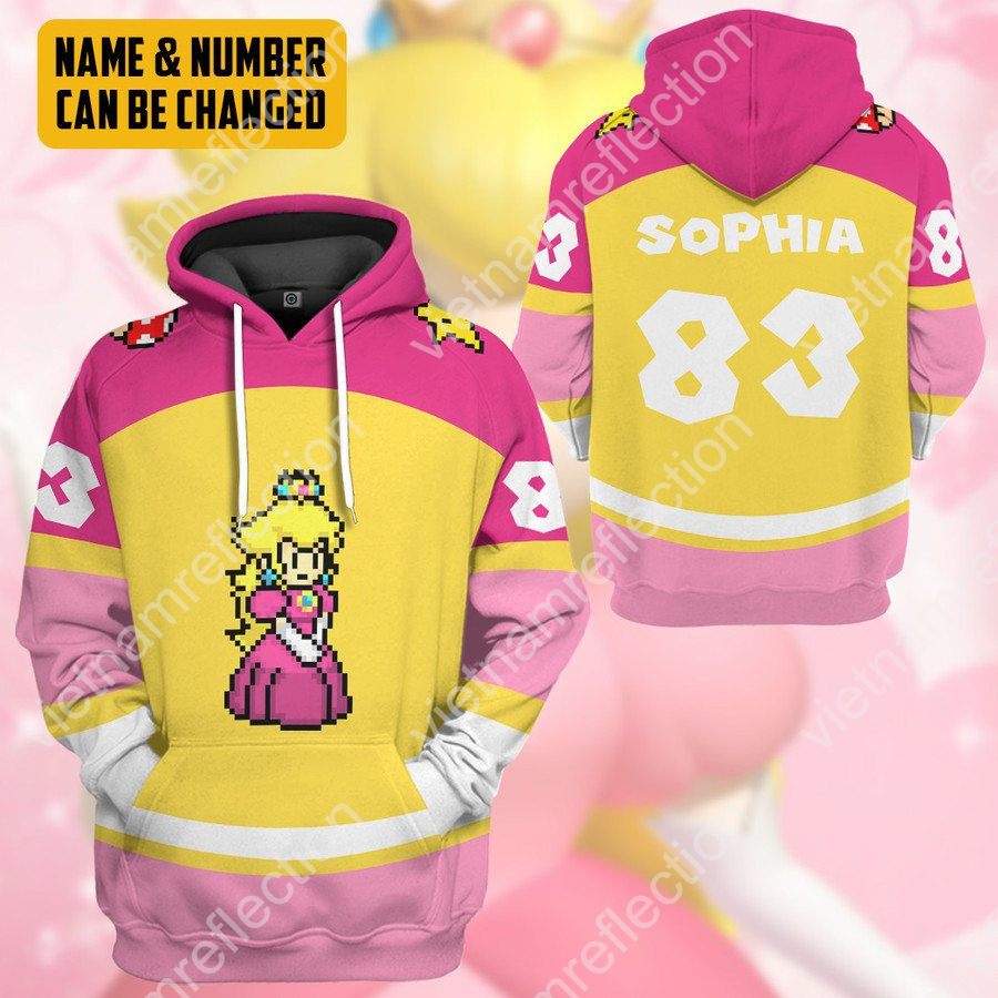 Personalized Super Mario Princess Peach sports 3d hoodie t-shirt apparel