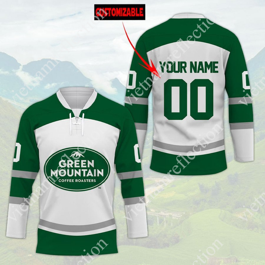 Personalized Green Mountain Coffee Roasters hockey jersey