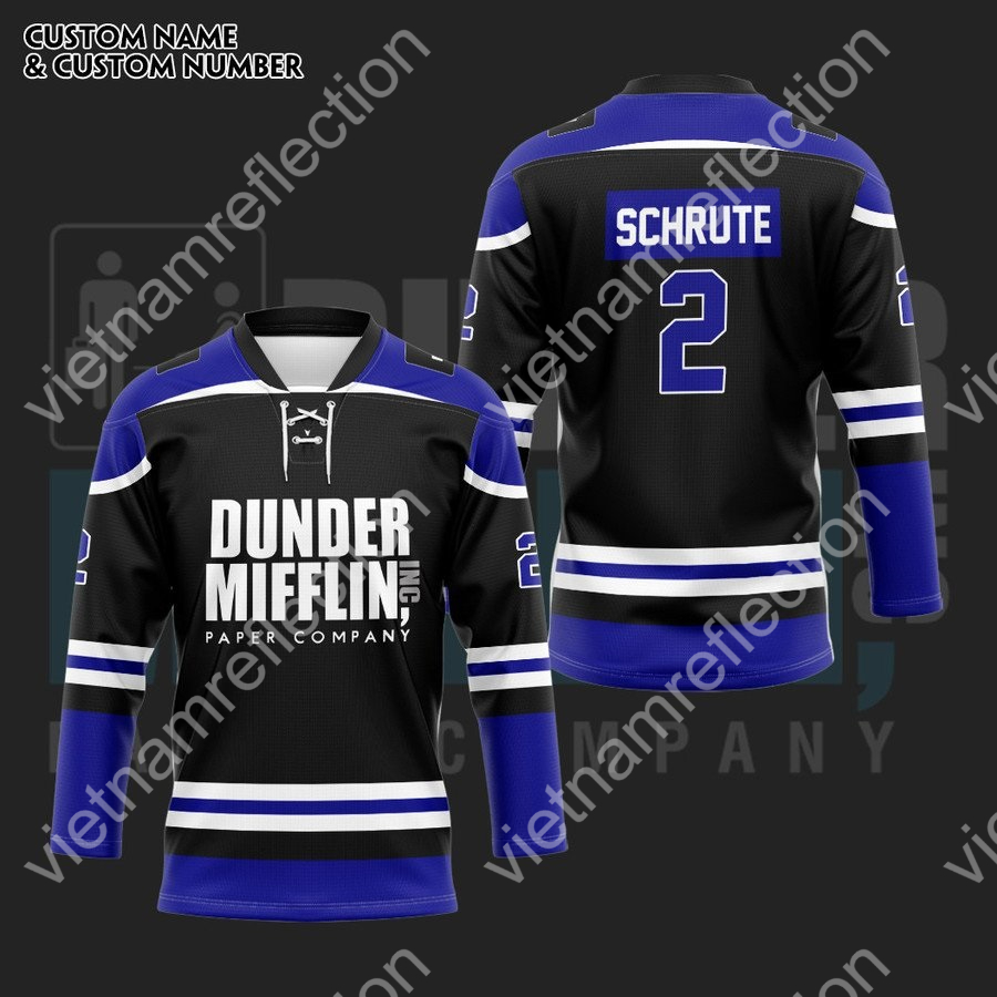 Personalized Dunder Mifflin black hockey jersey