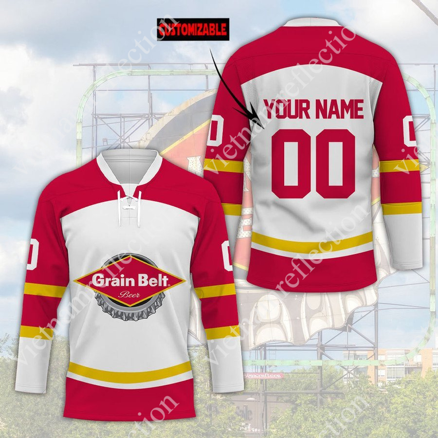 Personalized Grain Belt beer hockey jersey