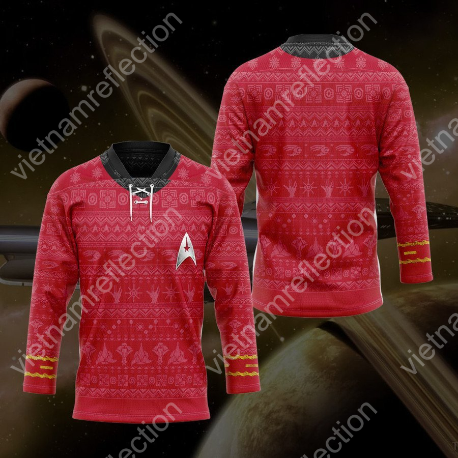 Star Trek The Original Series 1966 1969 red ugly christmas hockey jersey
