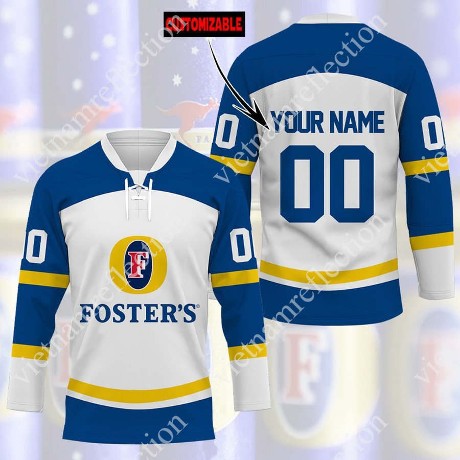Personalized Foster’s Lager beer hockey jersey