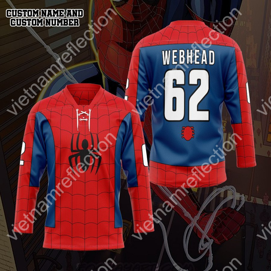 Personalized Spider Man cosplay hockey jersey