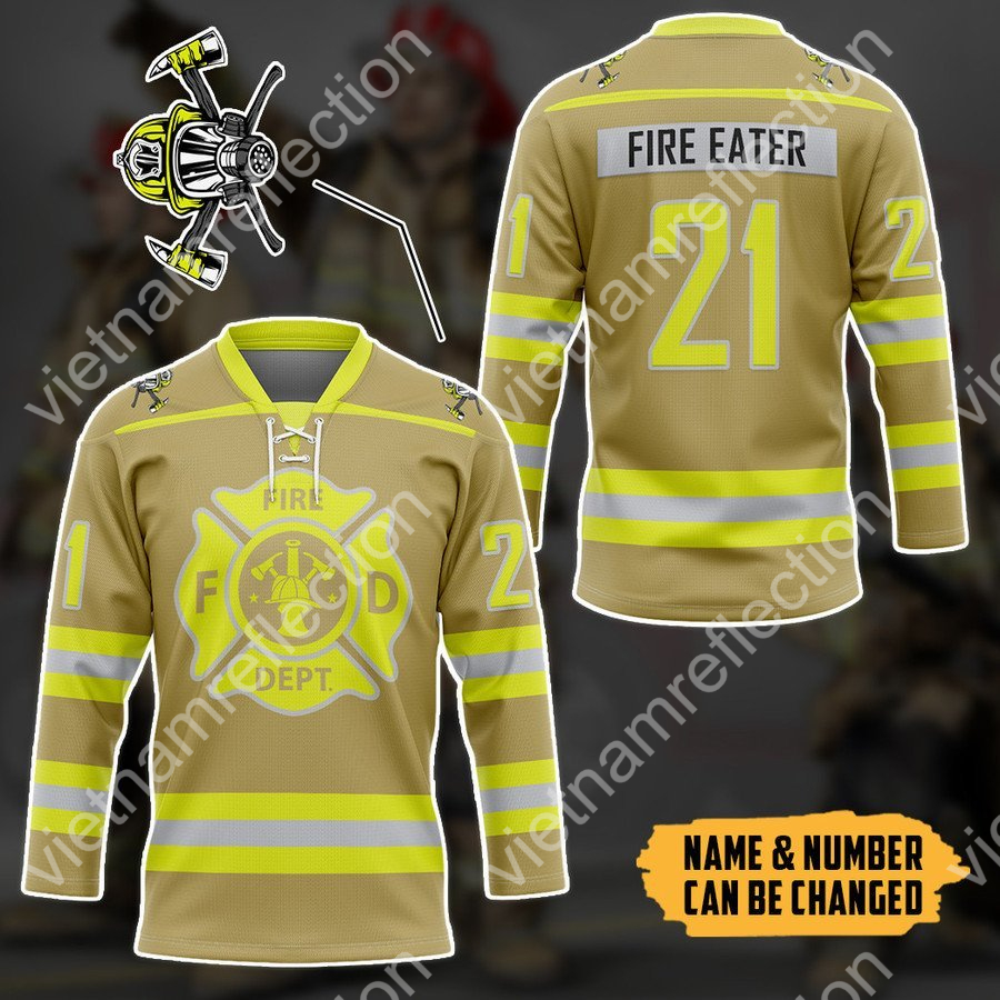 Personalized Fireman Fire Department hockey jersey