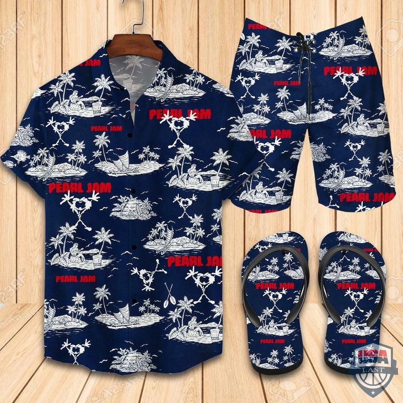 Pearl Jam Hawaiian Shirt Beach Short And Flip Flops