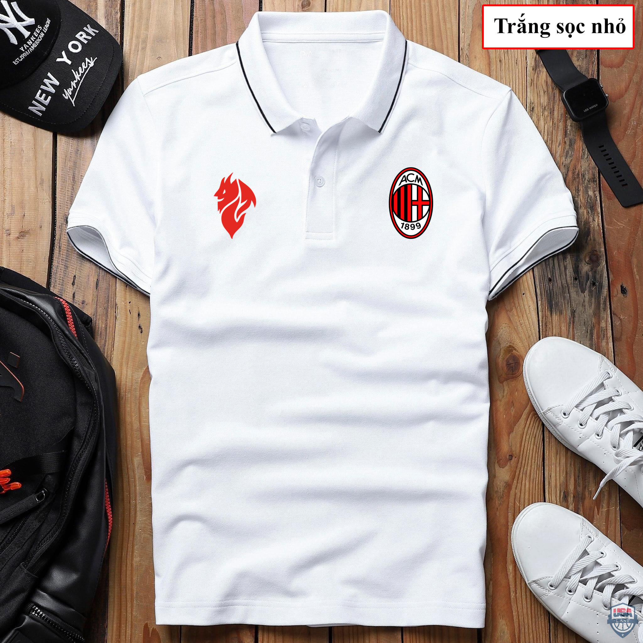AC Milan Football Club White Polo Shirt