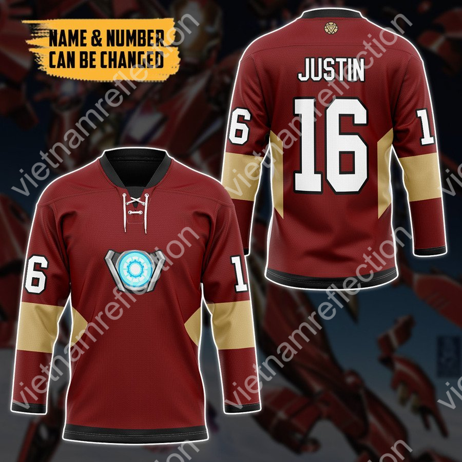 Personalized Iron Man hockey jersey