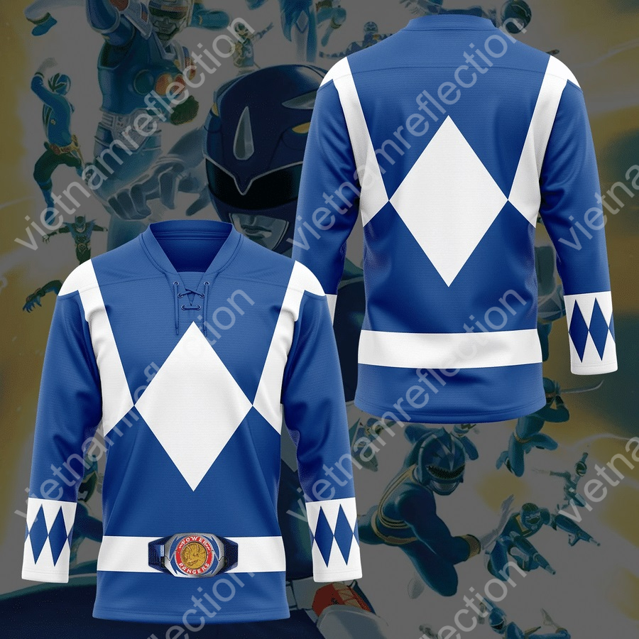 Mighty Morphin Power Rangers Blue Ranger hockey jersey