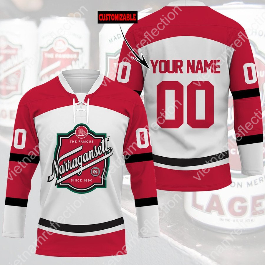 Personalized The Famous Narragansett beer hockey jersey
