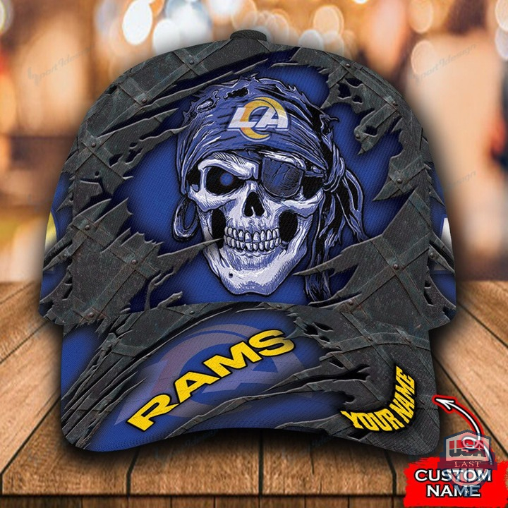 Los Angeles Rams Pirate Skull Custom Name Classic Cap