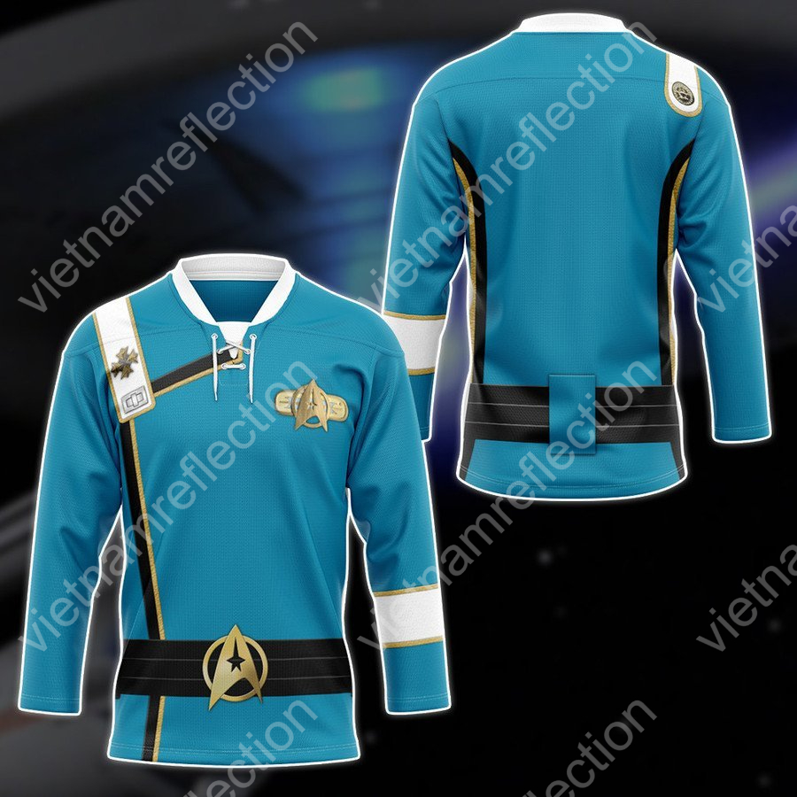 Star Trek Wrath of Khan Starfleet blue uniform hockey jersey