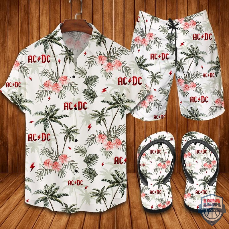 AC DC Hawaiian Shirt, Short And Flip Flops