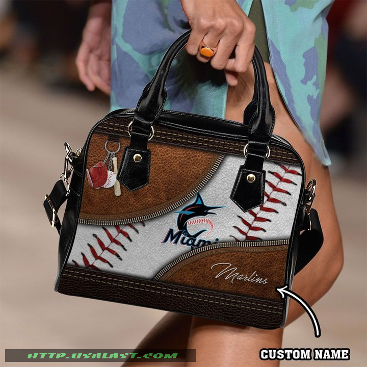 Miami Marlins Custom Name Shoulder Handbag Women Gift