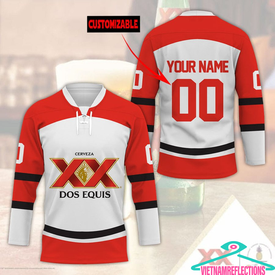 Dos Equis beer personalized custom hockey jersey