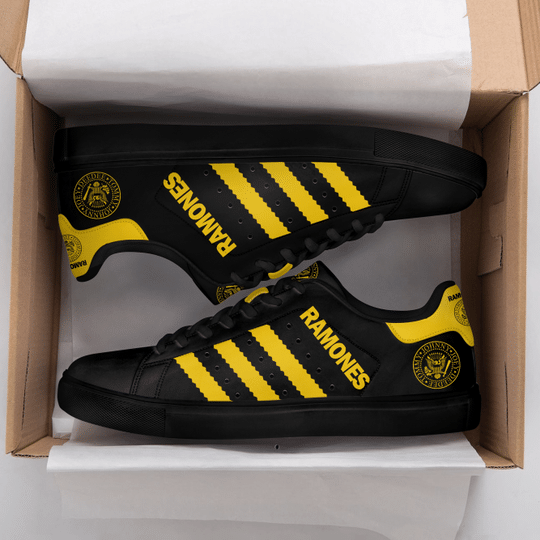 Ramones band logo black yellow Stan Smith shoes