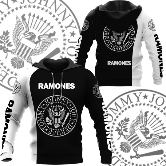 Ramones band black white 3D hoodie, zip hoodie