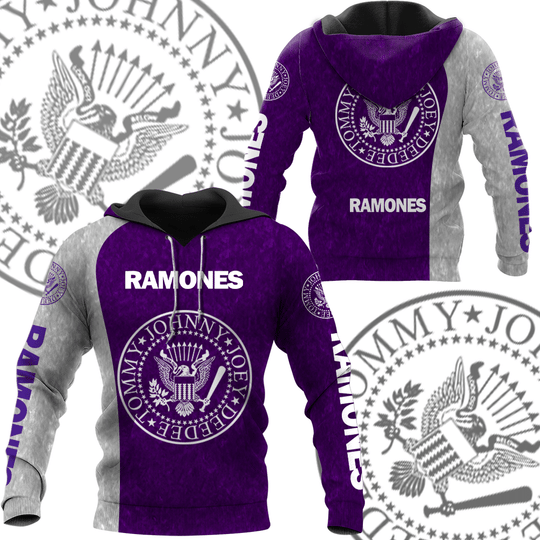 Ramones band purple grey 3D hoodie, zip hoodie