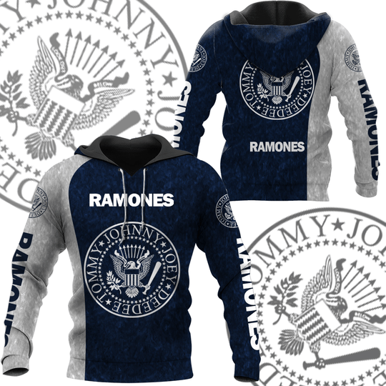 Ramones band dark blue grey 3D hoodie, zip hoodie