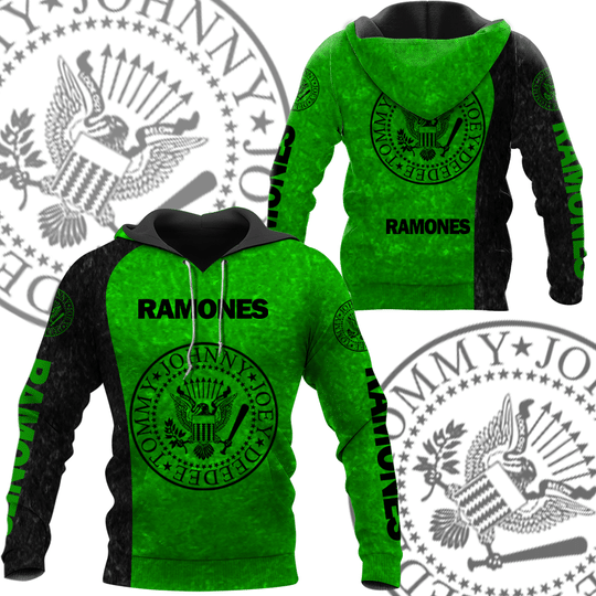 Ramones band green black 3D hoodie, zip hoodie