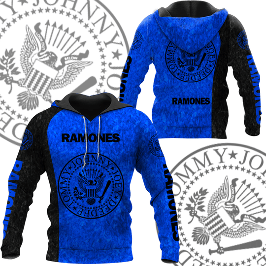 Ramones band blue black 3D hoodie, zip hoodie