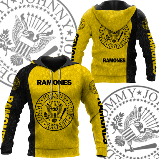 Ramones band yellow black 3D hoodie, zip hoodie