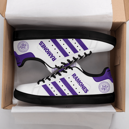 Ramones band logo white purple Stan Smith shoes