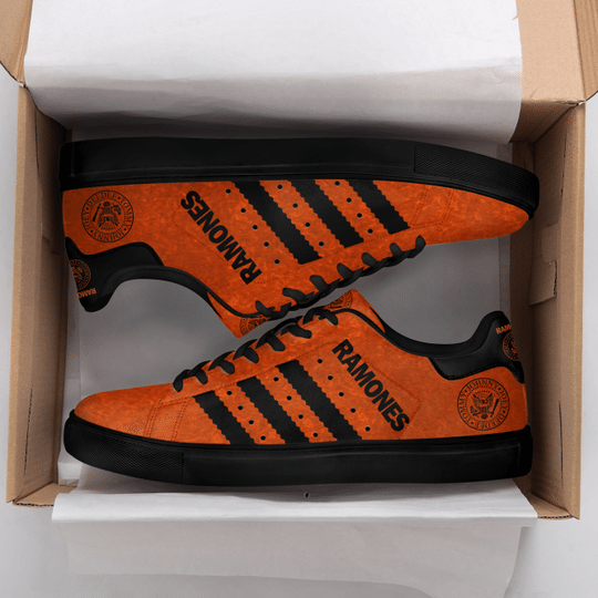 Ramones band orange black Stan Smith shoes