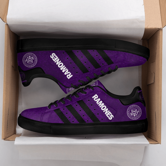 Ramones band logo purple black Stan Smith shoes