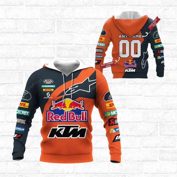 Personalized Red Bull KTM Racing custom orange dark blue 3d shirt, hoodie