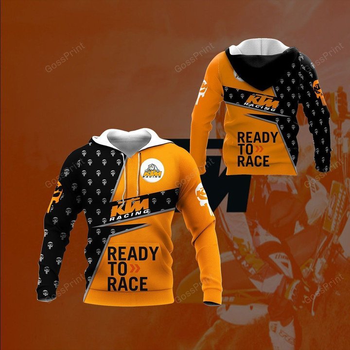 KTM Racing Ready to race Skull black orange 3d shirt, hoodie