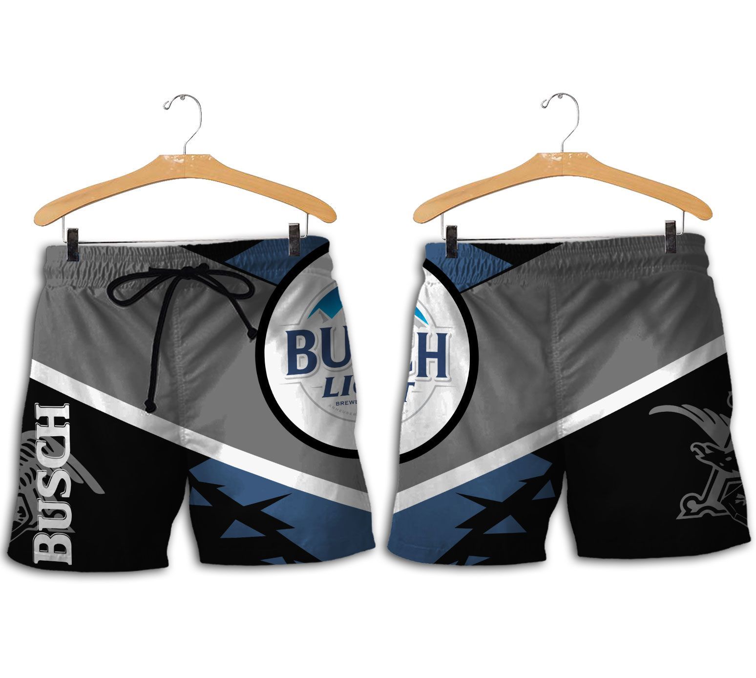 Busch Light grey black beach shorts