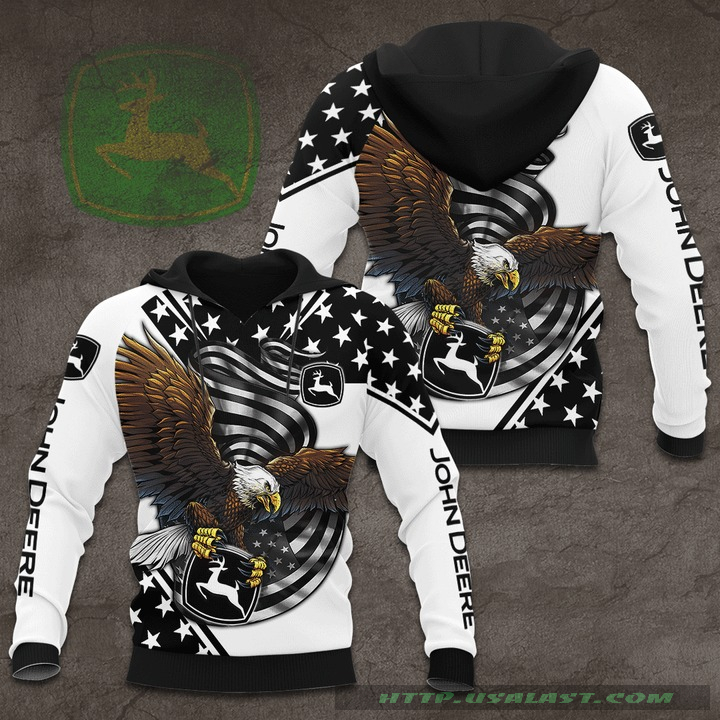 John Deere Eagle Black And White 3D All Over Print Hoodie